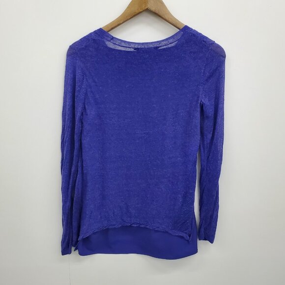 Simply Vera Vera Wang Womens PM Purple Linen Blend Sweater Long Sleeve Lined - Picture 4 of 14